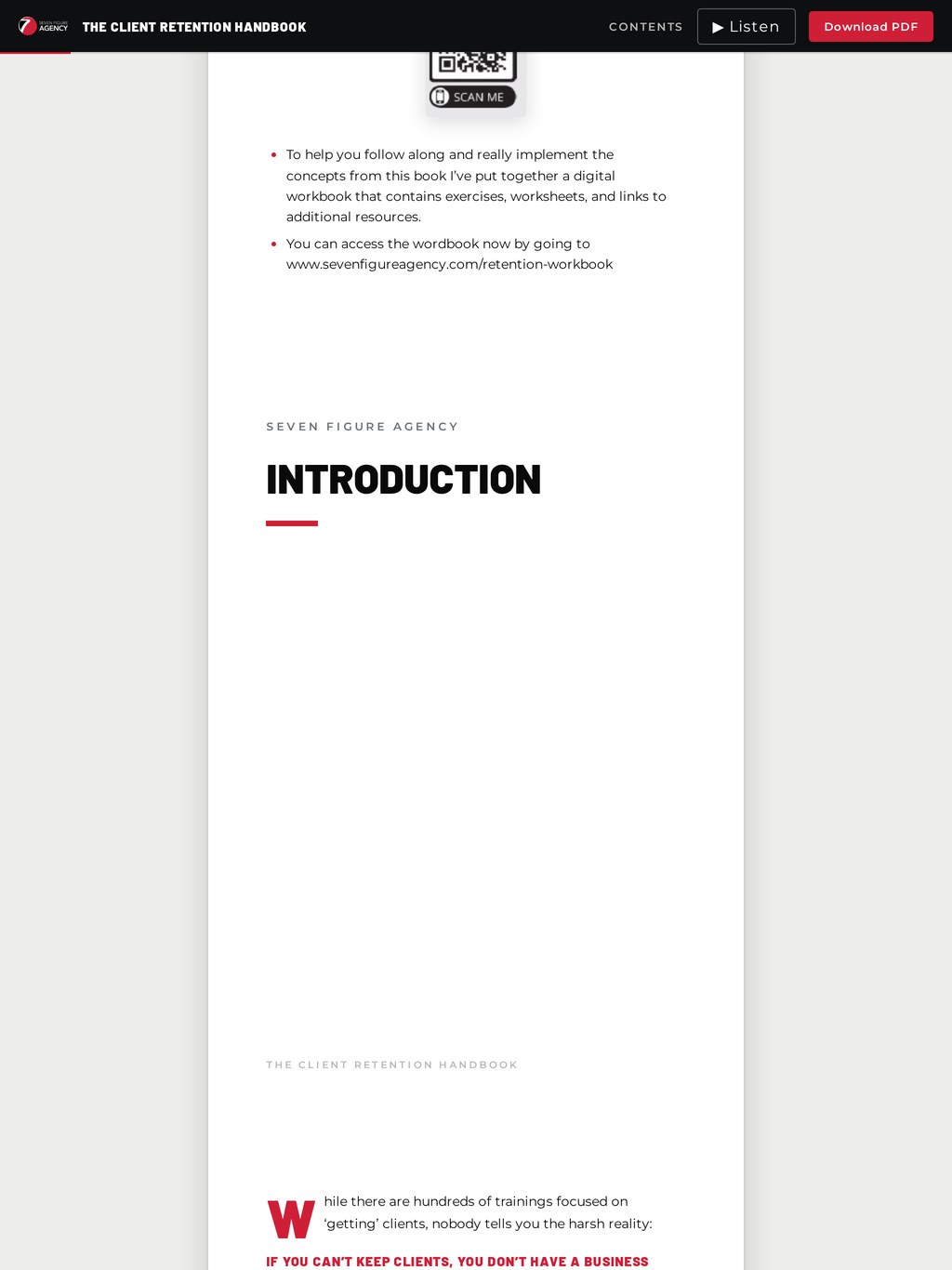 The Client Retention Handbook web reader on a tablet